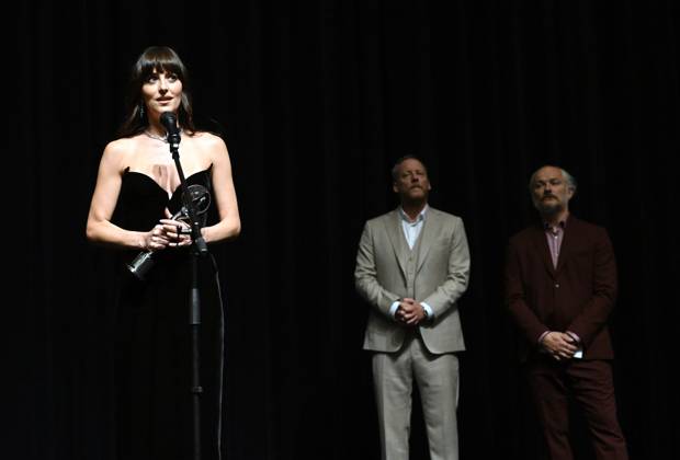 American actress Dakota Johnson recevied President s Award of Karlovy Vary IFF during the 59th Karlovy Vary International Film Festivalin Karlovy Vary, Czech Republic, July 6, 2025. (CTKxPhoto KaterinaxSulova) CTKPhotoP2025070605833  CTKPhotoP2025070605833