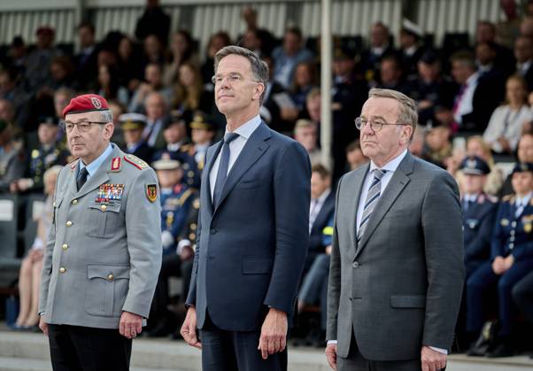 Bilder des Jahres 2025, News 07 Juli News Themen der Woche KW28 70 Jahre Deutschland in der NATO - EUR, Deutschland, Berlin, 09.07.2025: Am 9.Juli 2025 jährt sich der Beitritt Deutschlands zur NATO zum 70.Mal. Im Rahmen des Festaktes werden der Bundeskanzler Friedrich Merz (CDU), Verteidigungsminister Boris Pistorius (SPD), Außenminister Johann Wadephul (CDU) und der NATO- Generalsekretär , Mark Rutte im Verteidigungsministerium Reden halten.