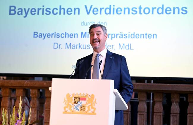 Markus Söder Bayerischer Verdienstorden im Antiquarium der Residenz in München am 9. Juli 2025