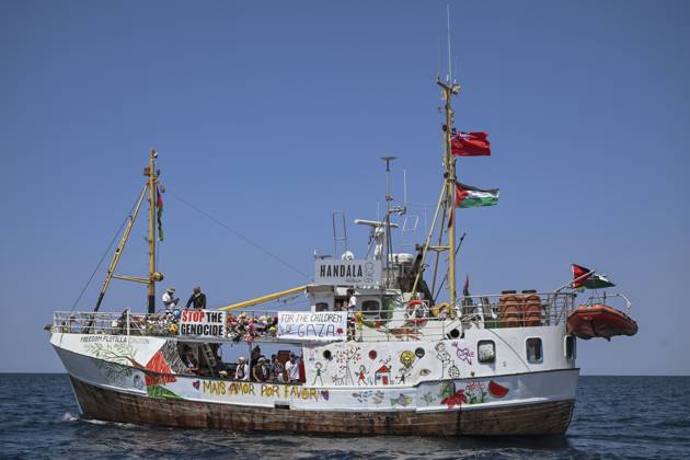 Bilder des Jahres 2025, News 07 Juli Departure of Handala vessel in Gallipoli, Italy GALLIPOLI, ITALY - JULY 20: Handala vessel of Freedom Flotilla Coalition departs from Gallipoli Port to reach Gaza for delivering humanitarian aid and breaking the Israeli blockade, in Italy, on July 20, 2025. Valeria Ferraro Anadolu Gallipoli Italy. Editorial use only. Please get in touch for any other usage.  Copyright: x2025xAnadoluxValeriaxFerrarox