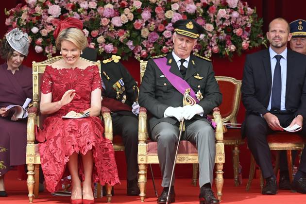 Military and civilian parade for the national Day 2025 BRUSSELS, BELGIUM - JULY 21 : Queen Mathilde of Belgium, King Philippe of Belgium and Theo Francken (N-VA), Minister of Defence of Federal Government during the military and civilian parade for the national Day 2025 on the Place des Palais - Paleizenplein pictured on July 21, 2025 in Brussels, Belgium, 21 07 2025 Brussels Belgium Copyright: xDidierxLebrunx