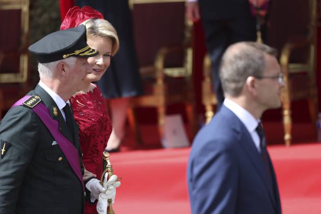 Military and civilian parade for the national Day 2025 BRUSSELS, BELGIUM - JULY 21 : King Philippe of Belgium, Queen Mathilde of Belgium during the military and civilian parade for the national Day 2025 on the Place des Palais - Paleizenplein pictured on July 21, 2025 in Brussels, Belgium, 21 07 2025 Brussels Belgium Copyright: xXpix