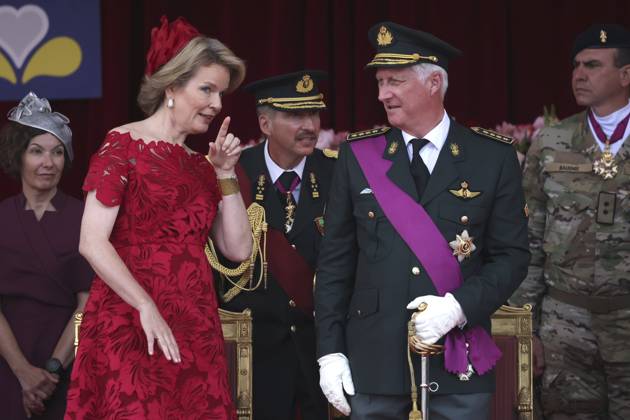 Military and civilian parade for the national Day 2025 BRUSSELS, BELGIUM - JULY 21 : Queen Mathilde of Belgium, King Philippe of Belgium during the military and civilian parade for the national Day 2025 on the Place des Palais - Paleizenplein pictured on July 21, 2025 in Brussels, Belgium, 21 07 2025 Brussels Belgium Copyright: xXpix