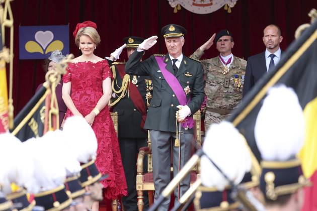Military and civilian parade for the national Day 2025 BRUSSELS, BELGIUM - JULY 21 : Queen Mathilde of Belgium, King Philippe of Belgium and Theo Francken (N-VA), Minister of Defence of Federal Government during the military and civilian parade for the national Day 2025 on the Place des Palais - Paleizenplein pictured on July 21, 2025 in Brussels, Belgium, 21 07 2025 Brussels Belgium Copyright: xXpix