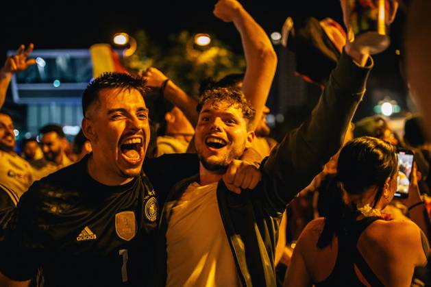 Germany v Denmark: Round of 16 - UEFA EURO 2024 DORTMUND, GERMANY - JUNE 29: Fans of Germany celebrate in front of Dortmund main station after Germany s win in the EURO 2024 round of 16 match between Germany and Denmark on June 29, 2024 in Dortmund, Germany. Germany World. Editorial use only. Please get in touch for any other usage. Copyright: x2025xAnadoluxHeshamxElsherifx