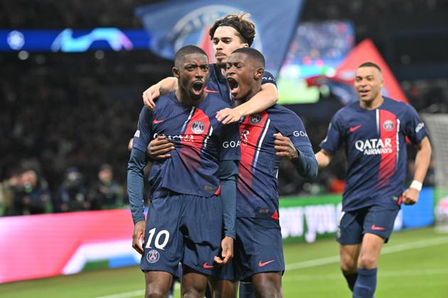 Paris Saint-Germain v Barcelona - UEFA Champions League PARIS, FRANCE - APRIL 10: Ousmane Dembele (10) of Paris Saint-Germain celebrates his goal with his teammates during the UEFA Champions League quarter finals first leg football match between Paris Saint-Germain and FC Barcelona at Parc des Princes in Paris, France on April 10, 2024. France World. Editorial use only. Please get in touch for any other usage. Copyright: x2025xAnadoluxMustafaxYalcınx