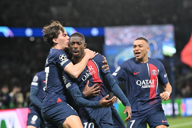 Paris Saint-Germain v Barcelona - UEFA Champions League PARIS, FRANCE - APRIL 10: Ousmane Dembele (10) of Paris Saint-Germain celebrates his goal with his teammates during the UEFA Champions League quarter finals first leg football match between Paris Saint-Germain and FC Barcelona at Parc des Princes in Paris, France on April 10, 2024. France World. Editorial use only. Please get in touch for any other usage. Copyright: x2025xAnadoluxMustafaxYalcınx