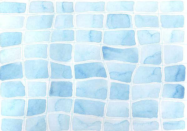 Abstract blue watercolor painting of wavy pool tiles background property released, CMF01098