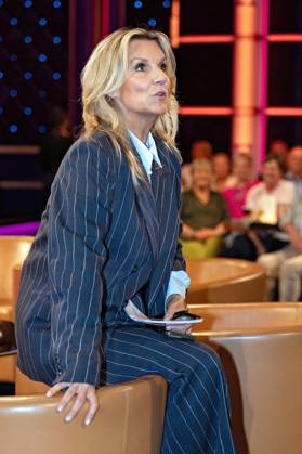 MDR - Riverboat. Moderatorin Kim Fisher anläßlich der Aufzeichnung der MDR - Talkshow Riverboat am 29.08.2025 in der Mediacity Leipzig. 20250829ADO0004