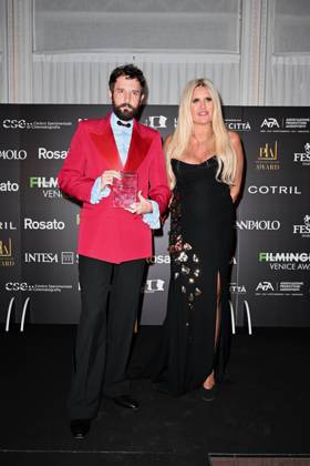 Venice, 82nd Venice International Film Festival 2025 - Evening 5 - Filming Italy Awards Ceremony. Pictured: Tiziana Rocca, Damiano D Innocenzo  Copyright: xManuelexMangiarotti PoolxPhotoxEventsx06x xipa-agency.netx xManuelexMangiarotti PoolxPhotoxEx IPA_Agency_IPA63795593