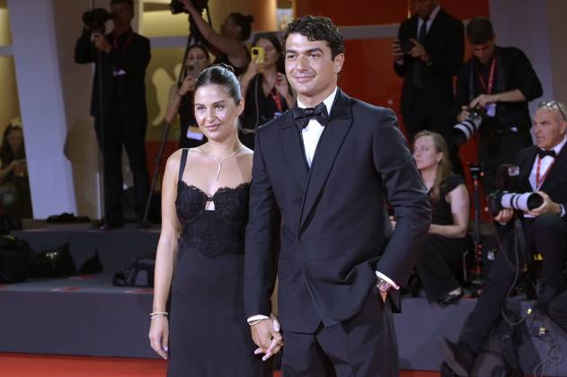 GIacomo Giorgio mit Partnerin Maddalena Botta bei der Verleihung vom Filming Italy Venice Award auf der Biennale di Venezia 2025 82. Internationale Filmfestspiele von Venedig im Palazzo del Cinema. Venedig, 31.08.2025