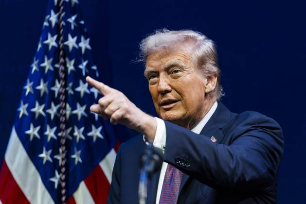 President Donald Trump speaks at the religious liberty commission at the Museum of the Bible in Washington, DC on Monday, September 8, 2025. Trump spoke about religion in schools, limiting transgender surgeries, and his administration s attempt to what he termed the woke agenda.  WAX20250908103 JIMxLOxSCALZO