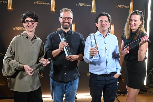 Andrea Andi PEK, Chistoph OTTO, Andreas Mann, Friederike HOHMUTH, Preistraeger Beste Montage Fiktion Verleihung des Deutschen Fernsehpreises, Die Nacht der Kreativen - Der Deutsche Fernsehpreis 2025, Deutscher Fernsehpreis 2025 in der Flora Koeln, am 09.09.2025.