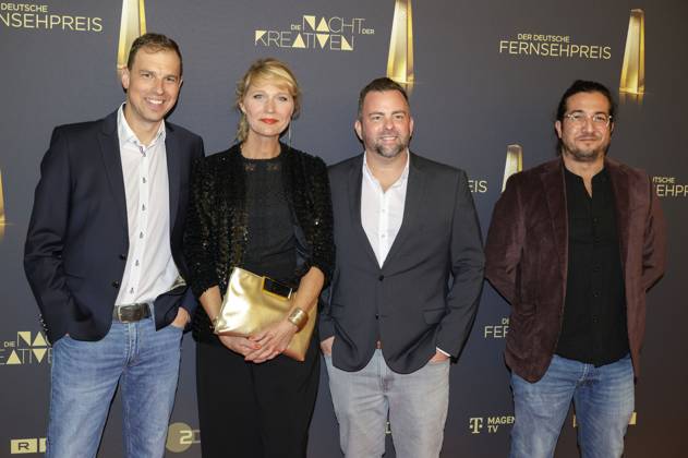 Mathias Blank, Katrin Hampus, Gast und Arkin Atacan bei der Verleihung des Deutschen Fernsehpreises 2025 - Die Nacht der Kreativen in der Flora. Köln, 09.09.2025