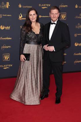 Annett Hofmann und Michael Kretschmer bei der Verleihung Die Goldene Henne am 12.09.2025 in Leipzig Goldene Henne 2025 Verleihung in Leipzig
