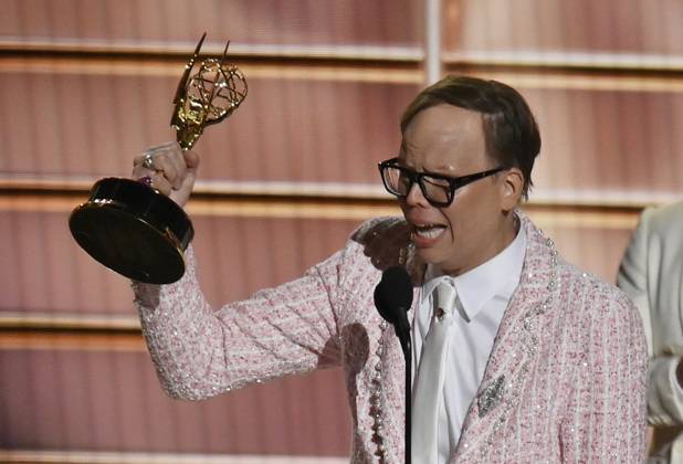 Jeff Hiller accepts the Outstanding Supporting Actor in a Comedy Series award for Somebody Somewhere onstage at the 77th annual Primetime Emmy Awards at the Peacock Theater in Los Angeles on Sunday, September 14, 2025.  LAP202509148024 JIMxRUYMEN