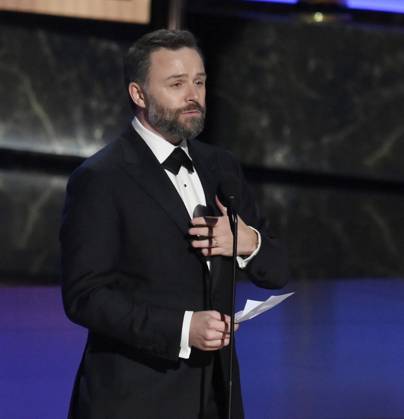 Philip Barantini accepts the Outstanding Directing for a Limited or Anthology Series or Movie award for Adolescence onstage at the 77th annual Primetime Emmy Awards at the Peacock Theater in Los Angeles on Sunday, September 14, 2025.  LAP202509148040 JIMxRUYMEN