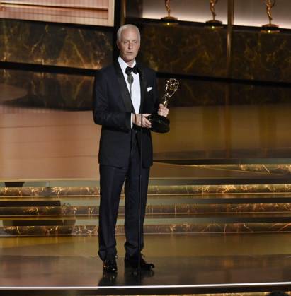 Dan Gilroy accepts the Outstanding Writing for a Drama Series award for Andor onstage at the 77th annual Primetime Emmy Awards at the Peacock Theater in Los Angeles on Sunday, September 14, 2025.  LAP2025091480471 JIMxRUYMEN