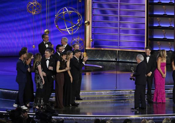 Lorne Michaels accepts the Outstanding Variety Special (Live) award for Saturday Night Live 50th Anniversary Special onstage at the 77th annual Primetime Emmy Awards at the Peacock Theater in Los Angeles on Sunday, September 14, 2025.  LAP202509143051 JIMxRUYMEN