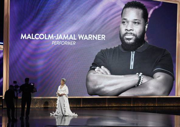 A memorial takes place onstage at the 77th annual Primetime Emmy Awards at the Peacock Theater in Los Angeles on Sunday, September 14, 2025.  LAP202509143039 JIMxRUYMEN