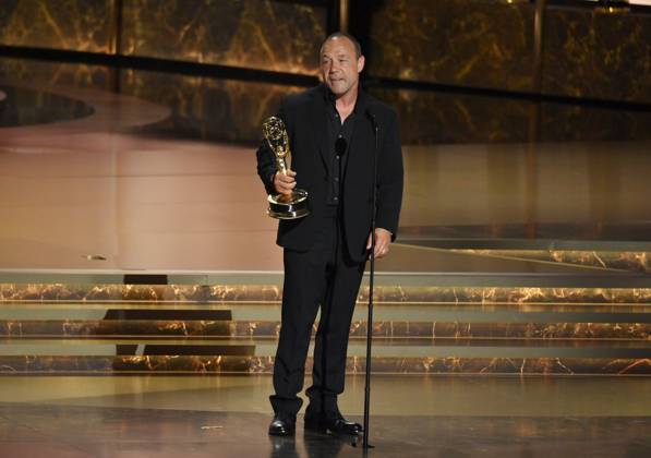 Stephen Graham accepts the Outstanding Lead Actor in a Limited or Anthology Series or Movie award for Adolescence onstage at the 77th annual Primetime Emmy Awards at the Peacock Theater in Los Angeles on Sunday, September 14, 2025.  LAP2025091430512 JIMxRUYMEN