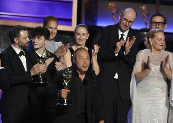 Stephen Graham accepts the Outstanding Lead Actor in a Limited or Anthology Series or Movie award for Adolescence onstage at the 77th annual Primetime Emmy Awards at the Peacock Theater in Los Angeles on Sunday, September 14, 2025.  LAP2025091430719 JIMxRUYMEN