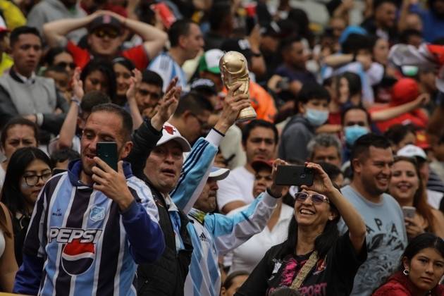 Argentina v France: Final - FIFA World Cup Qatar 2022 BOGOTA, COLOMBIA - DECEMBER 18: Fans supporting Argentina, and France gather to follow the FIFA World Cup 2022 Final at Nemesio Camacho El Campin Stadium in Bogota, Colombia on December 18, 2022. Colombia World. Editorial use only. Please get in touch for any other usage. Copyright: x2025xAnadoluxJuanchoxTorresx