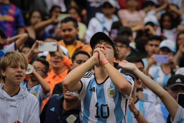 Argentina v France: Final - FIFA World Cup Qatar 2022 BOGOTA, COLOMBIA - DECEMBER 18: Fans supporting Argentina, and France gather to follow the FIFA World Cup 2022 Final at Nemesio Camacho El Campin Stadium in Bogota, Colombia on December 18, 2022. Colombia World. Editorial use only. Please get in touch for any other usage. Copyright: x2025xAnadoluxJuanchoxTorresx