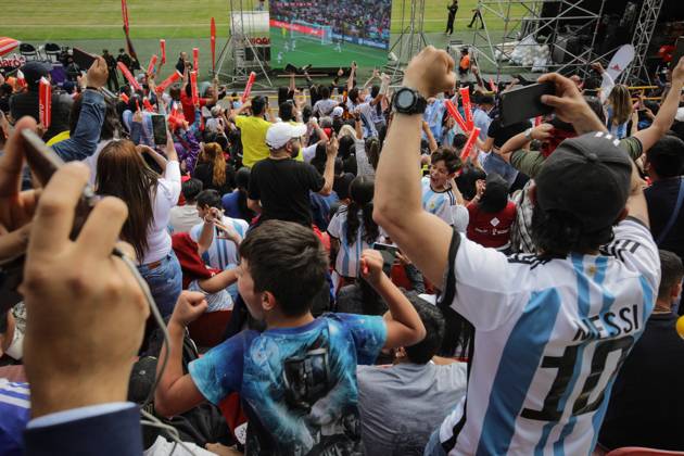 Argentina v France: Final - FIFA World Cup Qatar 2022 BOGOTA, COLOMBIA - DECEMBER 18: Fans supporting Argentina, and France gather to follow the FIFA World Cup 2022 Final at Nemesio Camacho El Campin Stadium in Bogota, Colombia on December 18, 2022. Colombia World. Editorial use only. Please get in touch for any other usage. Copyright: x2025xAnadoluxJuanchoxTorresx