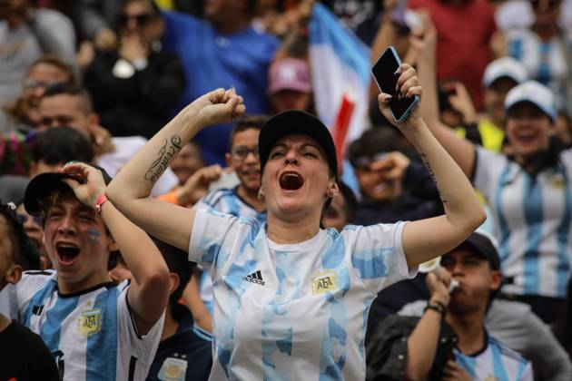 Argentina v France: Final - FIFA World Cup Qatar 2022 BOGOTA, COLOMBIA - DECEMBER 18: Fans supporting Argentina, and France gather to follow the FIFA World Cup 2022 Final at Nemesio Camacho El Campin Stadium in Bogota, Colombia on December 18, 2022. Colombia World. Editorial use only. Please get in touch for any other usage. Copyright: x2025xAnadoluxJuanchoxTorresx