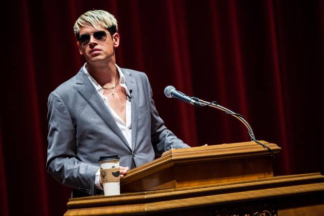 Milo Yiannopoulos gives a speech at Trinity University in San Antonio, Tx on April 10th, 2016 April 10, 2016 - San Antonio, Texas, USA - Milo Yiannopoulos gives a speech at Trinity University in San Antonio, Tx on April 10th, 2016 (04 10 16). Milo Yiannopoulos is an author and contributor at Breitbart Media. Photo of Milo Yiannopoulos. Copyright: xMichaelxMullenixx