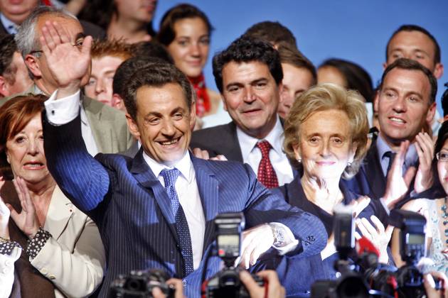 Nicolas Sarkozy In Police Custody Over Campaign Financing File photo - Nicolas Sarkozy with Bernadette Chirac at the tribune after delivering a speech during his last campaign meeting on May 3rd, 2007 in Montpellier, France. Former French President Nicolas Sarkozy was in police custody on Tuesday morning March 20, 2018, an official in the country’s judiciary said. He was to be questioned as part of an investigation into suspected irregularities over his election campaign financing, the same source added. The probe related to alleged Libyan funding for Sarkozy’s 2007 campaign, Le Monde newspaper reported. Photo by ABACAPRESS.COM Montpellier France  Copyright: xABACAx