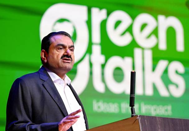 RECORD DATE NOT STATED Adani Group hosts the fourth edition of Adani Green Talks in Ahmedabad Ahmedabad, Sep 25 (ANI): Adani Group Chairman Gautam Adani addresses the gathering during the fourth edition of Adani Green Talks, in Ahmedabad on Thursday. Ahmedabad Gujarat India Copyright: xANIx ANI_20250925098