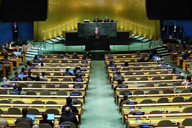 Bilder des Jahres 2025, News September 09 News Bilder des Tages (250926) -- UNITED NATIONS, Sept. 26, 2025 -- Israeli Prime Minister Benjamin Netanyahu delivers a speech during the General Debate of the 80th session of the United Nations General Assembly (UNGA) at the UN headquarters in New York, Sept. 26, 2025. ) UN-GENERAL ASSEMBLY-GENERAL DEBATE-NETANYAHU LixRui 