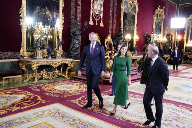 The King and Queen, the Princess of Asturias and the Infanta Sofia preside over a reception at the Royal Palace for the National Holiday King Felipe and Queen Letizia during the reception on the occasion of the National Holiday, at the Royal Palace, on October 12, 2025, in Madrid Spain The event is presided over by the King and Queen, the Princess of Asturias and the Infanta Sofia after the solemn act of homage to the National Flag and the military parade that has been held in the Plaza de Cánovas del Castillo The commemoration of the National Holiday aims to solemnly remember moments of collective history that are part of the common historical, cultural and social heritage, assumed as such by the vast majority of citizens 12 OCTOBER 2025 Copyright: xA.xPÃ rezxMecax 7022977