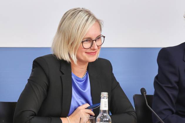 Berlin, Deutschland, 14.10.2025: Haus der Bundespressekonferenz: Pressekonferenz: Sporthilfe Leistungsbericht Sommer 2025: Staatsministerin für Sport und Ehrenamt Christiane Schenderlein (CDU) Copyright: xdtsxNachrichtenagenturx dts_87984