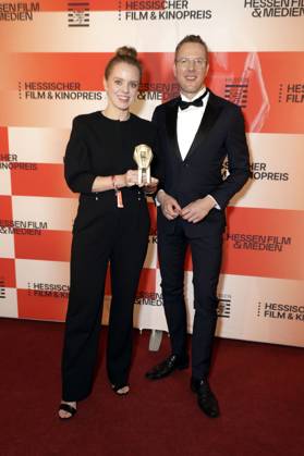 Julia von Heinz und Christoph Degen bei der 36. Verleihung des Hessischen Film- und Kinopreises 2025 in der Alten Oper. Frankfurt am Main, 17.10.2025