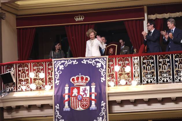 Spanish King Felipe VI and Queen Letizia with Princess Leonor de Borbon and Infanta Sofia de Borbon during the delivery of the Princess of Asturias Awards 2025 in Oviedo, on Friday 24 October 2025. Cordon Press  JOSExJIMENEZ