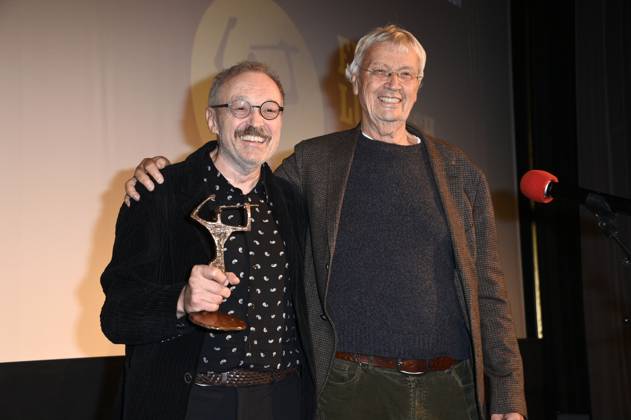 Josef Hader und Gerhard Polt bei der 67. Verleihung vom Ernst-Lubitsch-Preis 2025 im Kino Babylon. Berlin, 29.10.2025