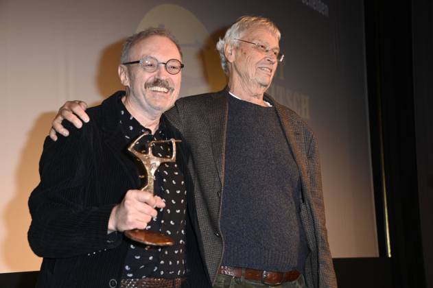 Josef Hader und Gerhard Polt bei der 67. Verleihung vom Ernst-Lubitsch-Preis 2025 im Kino Babylon. Berlin, 29.10.2025