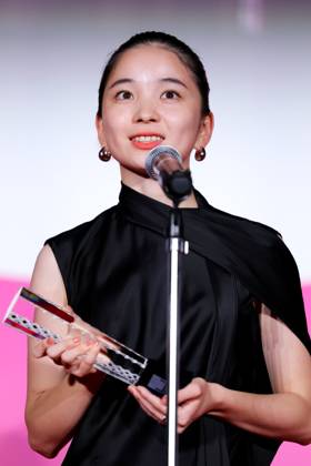 Momoko Fukuchi, November 05, 2025 - Momoko Fukuchi, speak after winning Award for Best Actress for the film Echoes of Motherhood during the 38th Tokyo International Film Festival. award ceremony, in Tokyo, Japan on November 05, 2025.  aflo_309485278