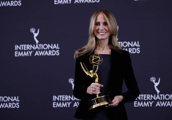 Recipient of The Founders Award co-chairman of Disney Entertainment Dana Walden arrives in the press room at the 53rd International Emmy Awards at New York Hilton Midtown in New York City on Monday, November 24, 2025.  NYP20251124254 JohnxAngelillo