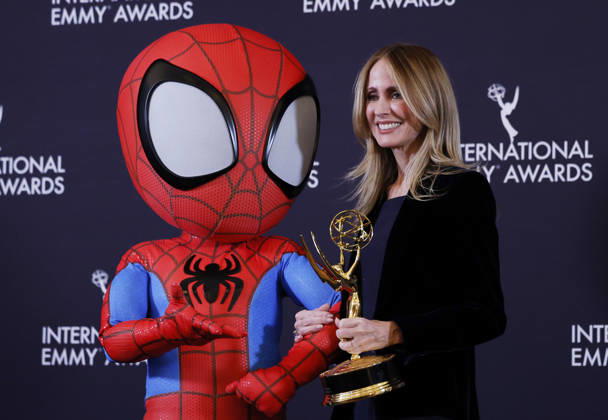 Recipient of The Founders Award co-chairman of Disney Entertainment Dana Walden arrives in the press room at the 53rd International Emmy Awards at New York Hilton Midtown in New York City on Monday, November 24, 2025.  NYP20251124255 JohnxAngelillo