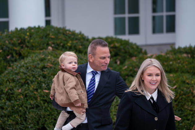 November 25, 2025, Washington, District of Columbia, United States: White House Press Secretary Karoline Leavitt along with her husband and son joined President Donald Trump at the annual Presidential Thanksgiving Turkey Pardon in the Rose Garden on November 25, 2025. Washington United States - ZUMAl312 20251125_znp_l312_030 Copyright: xAndrewxLeydenx