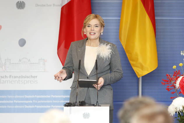 Julia Klöckner bei der Verleihung des Deutsch-Französischen Parlamentspreises 2025 im Reichstagsgebäude. Berlin, 01.12.2025