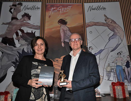 Milan, Italy ReNoir Comics Gaijin the publishing house of the Yellow Kid Best Comic 2025 award at Lucca Comics and Games with an institutional meeting and presentation of JIMMY Korean author In the photo: Giovanni Ferrario and Rosanna Brusco co-founders of Renoir Comics  Copyright: xNickxZonnax xipa-agency.netx xNickxZonnax IPA_Agency_IPA68608024