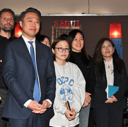 Milan, Italy ReNoir Comics Gaijin the publishing house of the Yellow Kid Award Best Comic 2025 at Lucca Comics and Games with institutional meeting and presentation of JIMMY Korean author In the photo: Kim Tae Woo Vice Consul General Consulate of the Republic of Korea in Milan and JIMMY Korean author, Ban Hye Young South Korean actress  Copyright: xNickxZonnax xipa-agency.netx xNickxZonnax IPA_Agency_IPA68608033