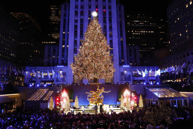 The Rockefeller Center Christmas Tree is lit for the first time at the 93rd annual Rockefeller Center Christmas Tree lighting ceremony takes place in New York City on Wednesday, December 3, 2025. The 75-foot-tall Norway Spruce came from a home in East Greenbush, New York.  NYP20251203116 JOHNxANGELILLO