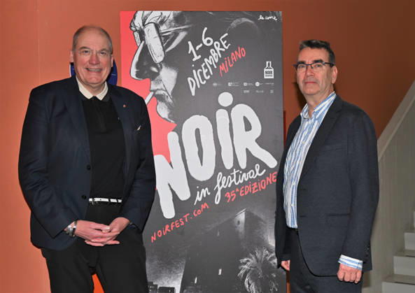 Milan,Italy Mick Herron receives the Raymond Chandler Award at the Noir in Festival with masterclass at the IULM In the photo:Mick Herron,Adrian Wootton OBE is the Chief Executive of Film London  Copyright: xNickxZonnax xipa-agency.netx xNickxZonnax IPA_Agency_IPA68737834