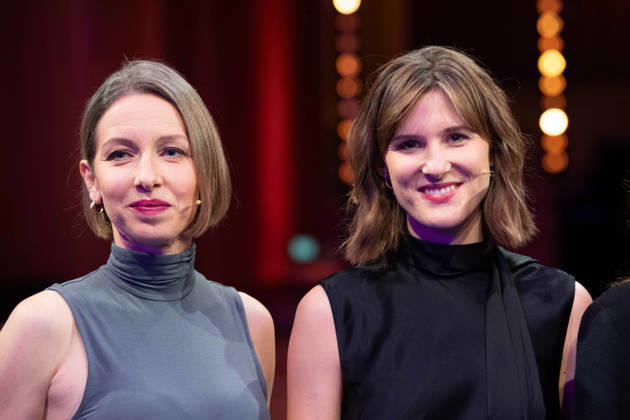 v.l. Preistraegerin Katharina WILLINGER, Preistraegerin Sophie von der TANN, Hanns-Joachim-Friedrichs-Preis 2025, Verleihung am 04.12.2025, in Koeln.